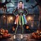 Skeleton Rainbow Foil Costume, Halloween Colorful Skeleton Jumpsuit Party Dress Up Outfit